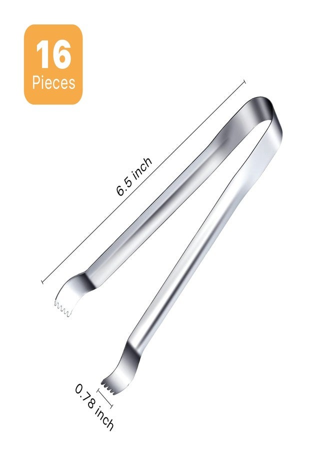 Worldity 16 Pieces Ice Tongs, 6.5 Inch Ice Tongs for Ice Bucket, Stainless Steel Serving Tongs with Sharp Teeth Make Grabbing Ice Easy, Small Tongs for Serving Food - Image 3